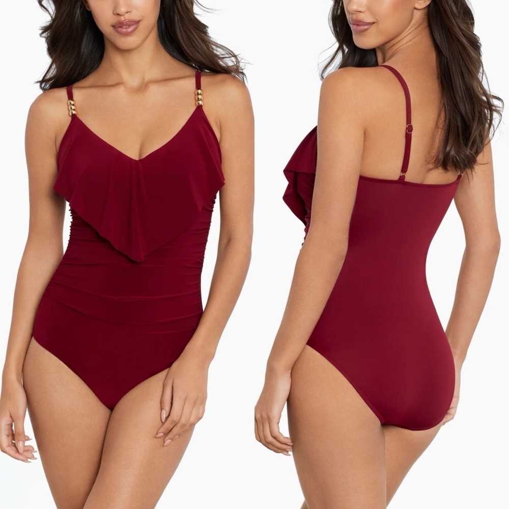 Magicsuit Isabel One Piece Swimsuit Merlot Red Sz 12